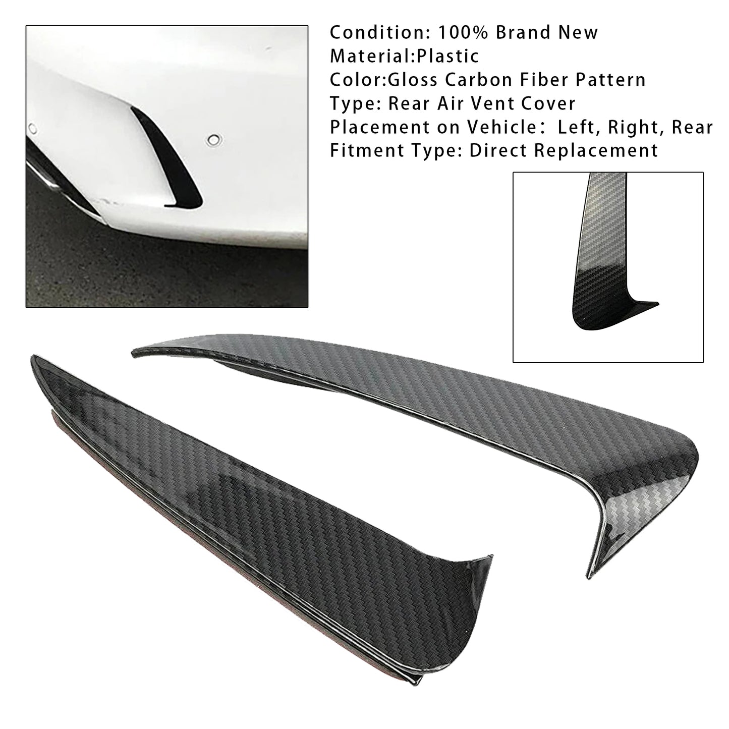 2015-2019 Mercedes Benz C Coupe C205 Rear Air Vent Cover Carbon Fiber Look