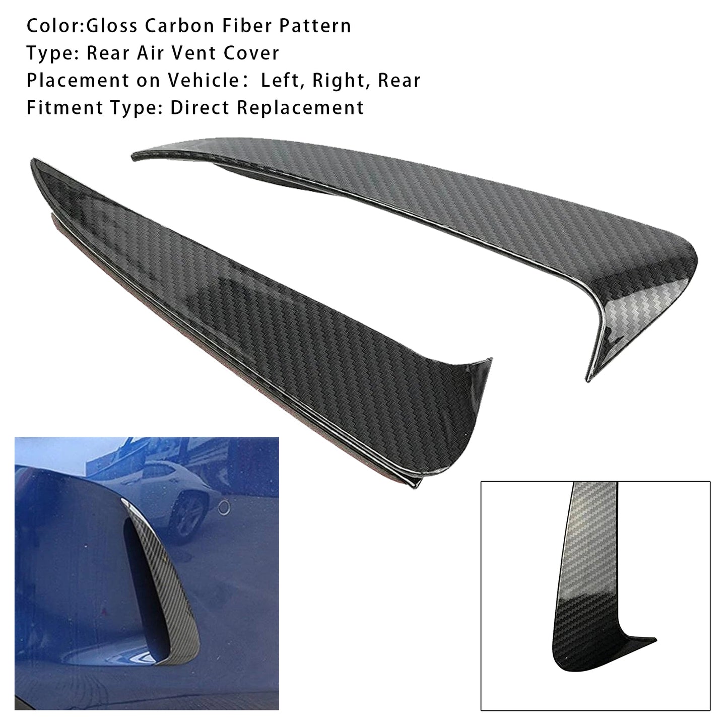 2015-2019 Mercedes Benz C Coupe C205 Rear Air Vent Cover Carbon Fiber Look