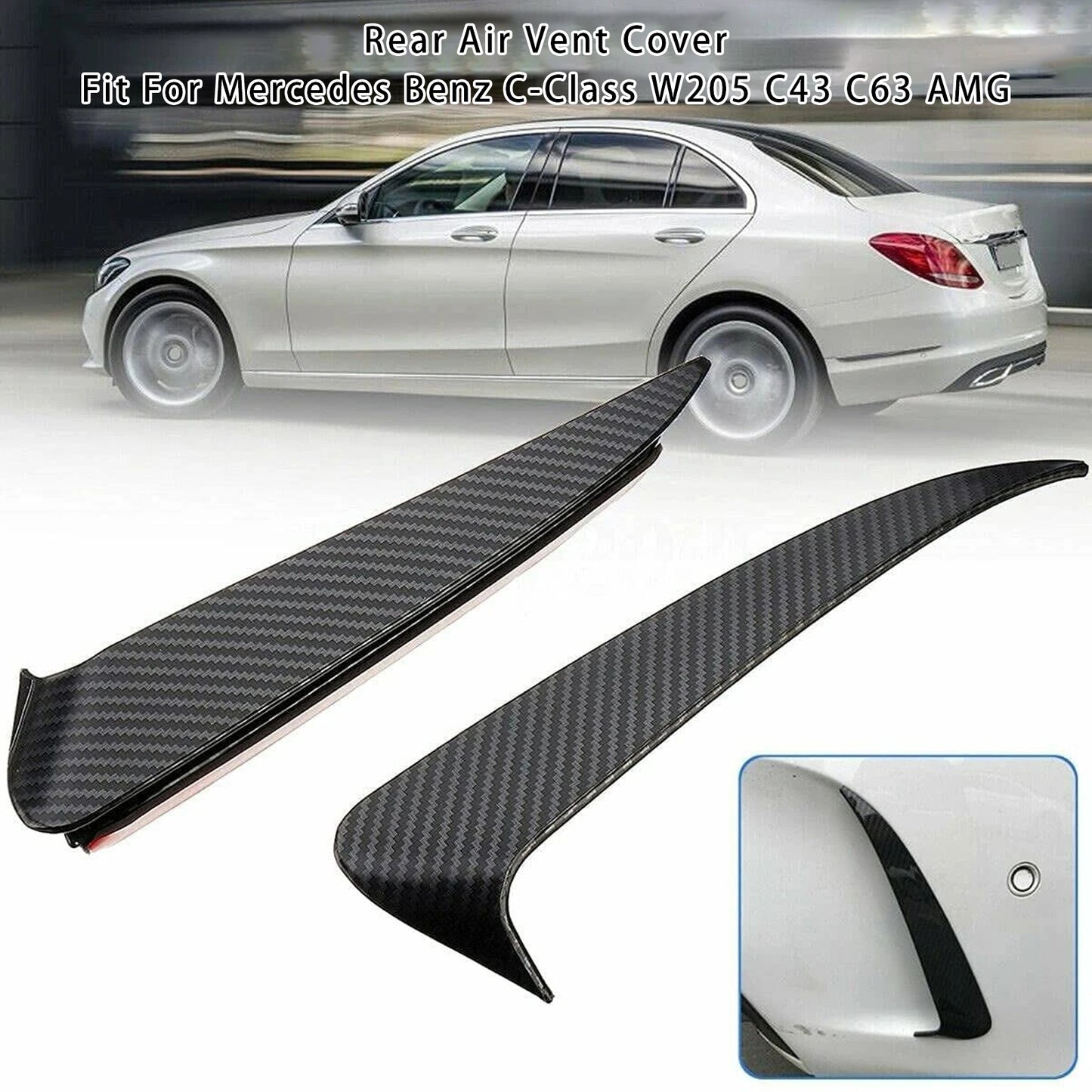 2015-2019 Mercedes Benz C Coupe C205 Rear Air Vent Cover Carbon Fiber Look