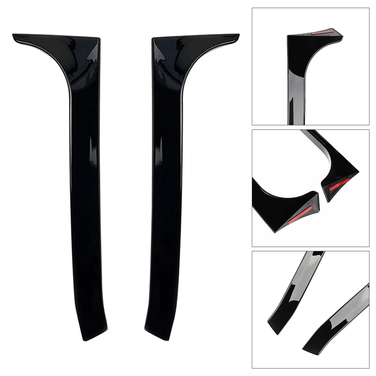 Gloss Black Pair Rear Window Side Wing Spoiler For VW Golf MK6 GTI 08-13