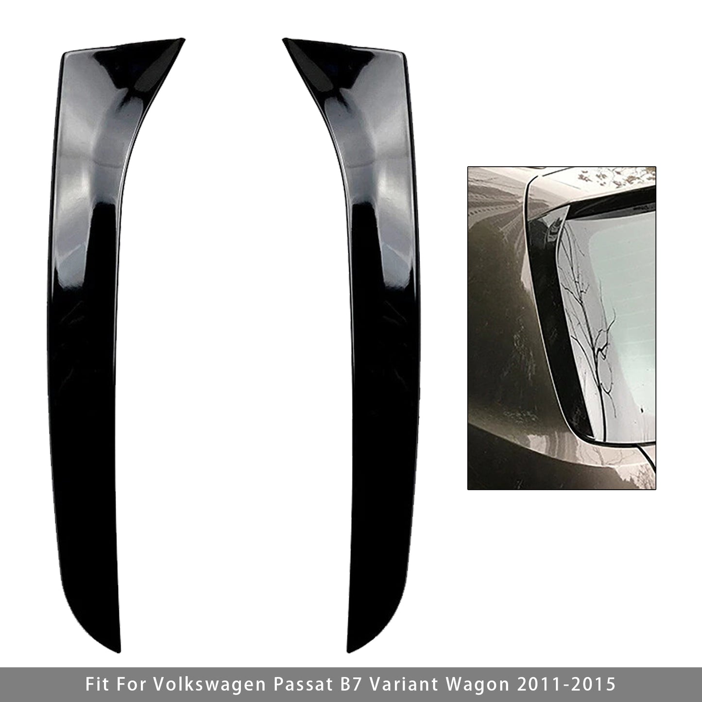 Gloss Black Pair Rear Window Side Wing Spoiler For VW Passat B7 Wagon 11-15