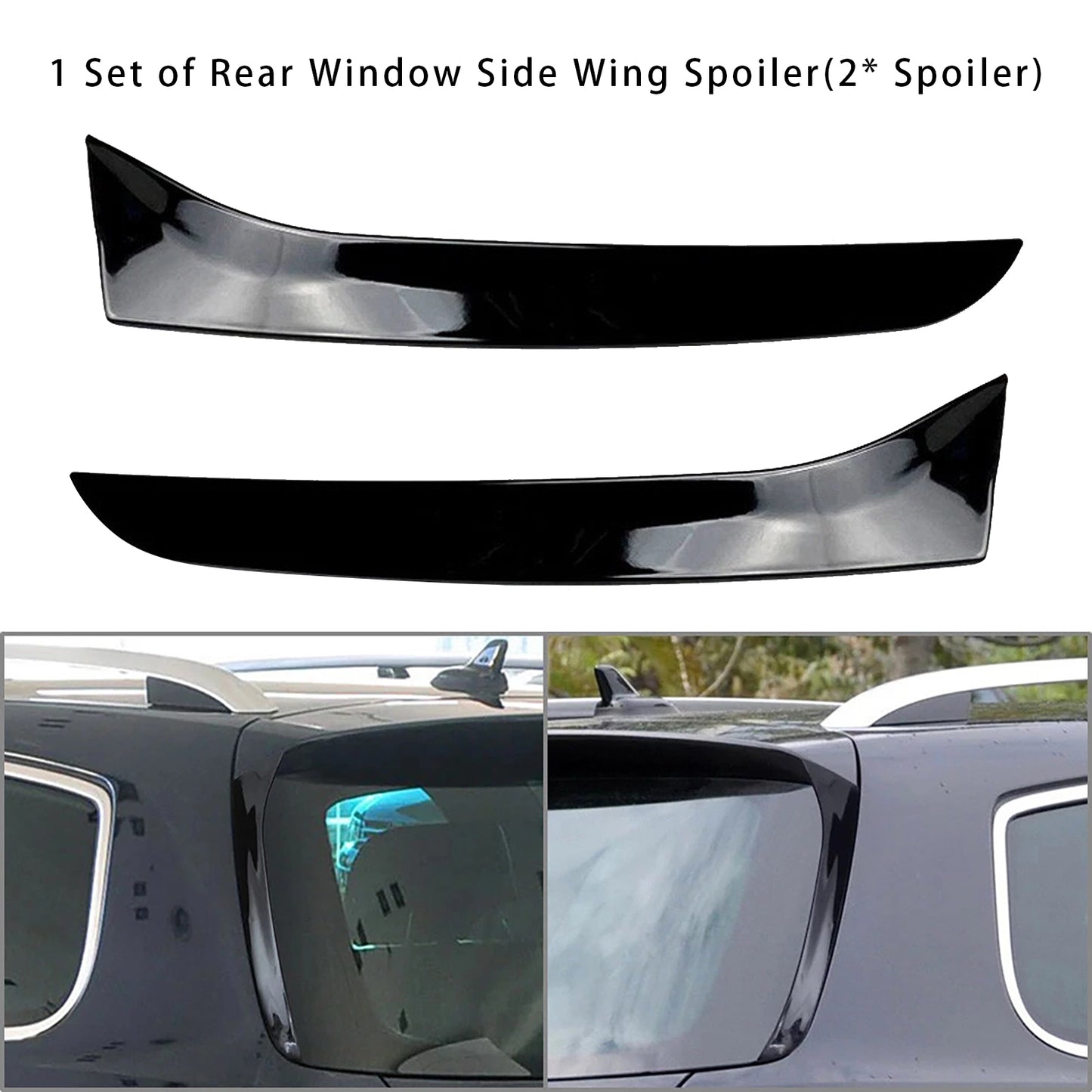Gloss Black Pair Rear Window Side Wing Spoiler For VW Passat B7 Wagon 11-15