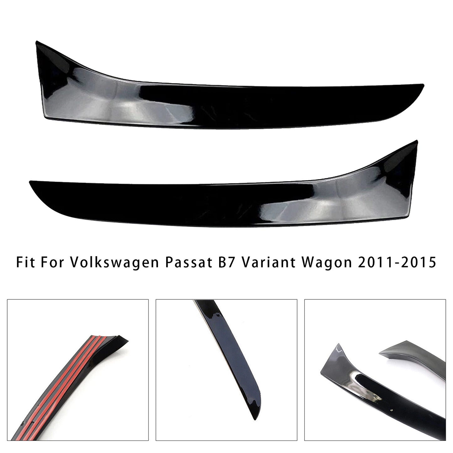 Gloss Black Pair Rear Window Side Wing Spoiler For VW Passat B7 Wagon 11-15