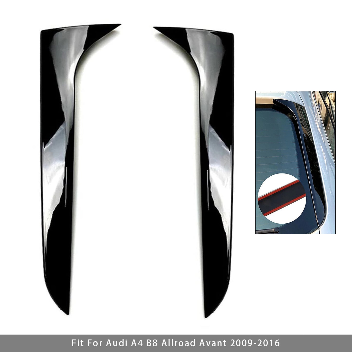2009-2016 Audi A4 B8 Allroad Avant Gloss Black Pair Rear Window Side Wing Spoiler