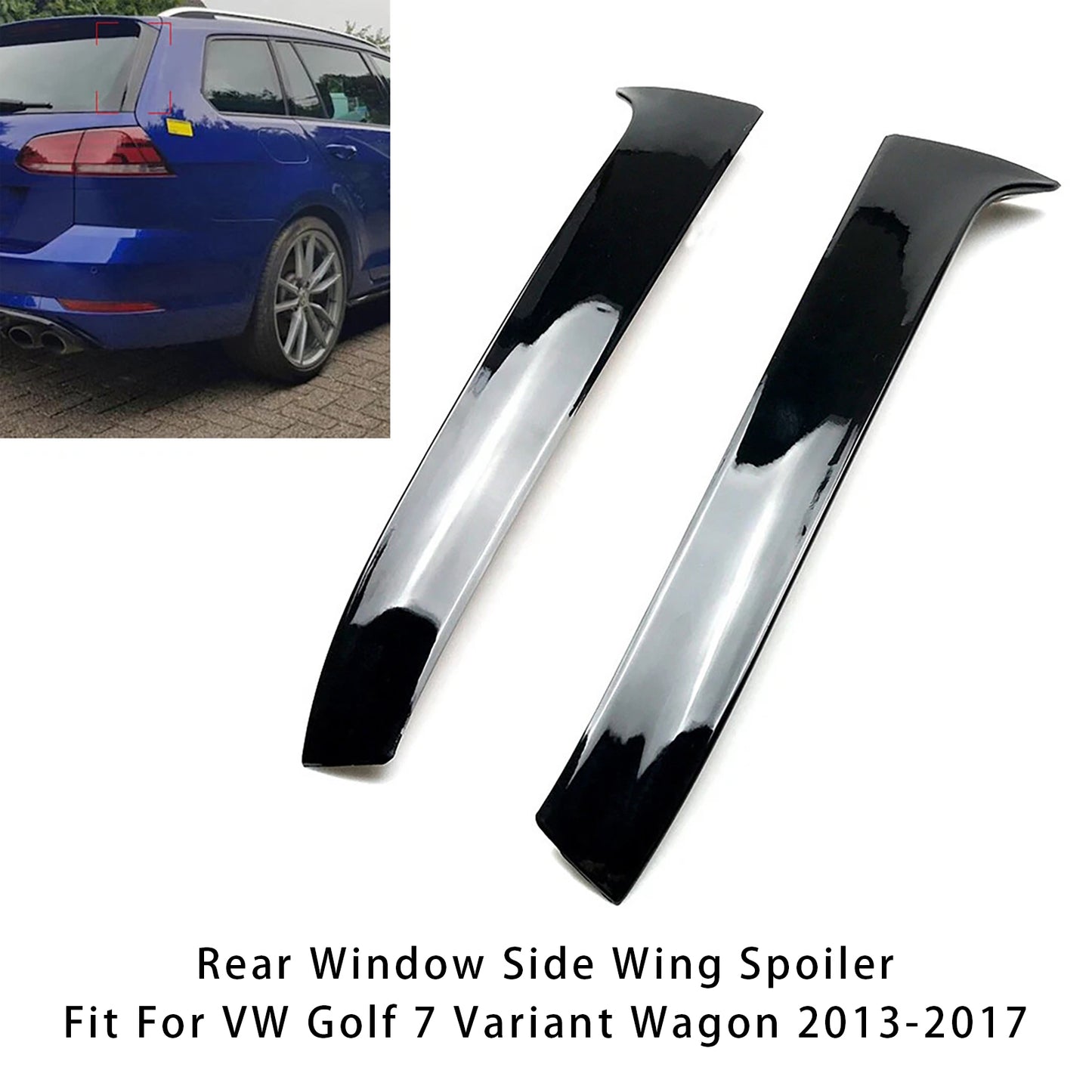 Gloss Black Pair Rear Window Side Wing Spoiler For VW Golf 7 Variant Wagon 13-17