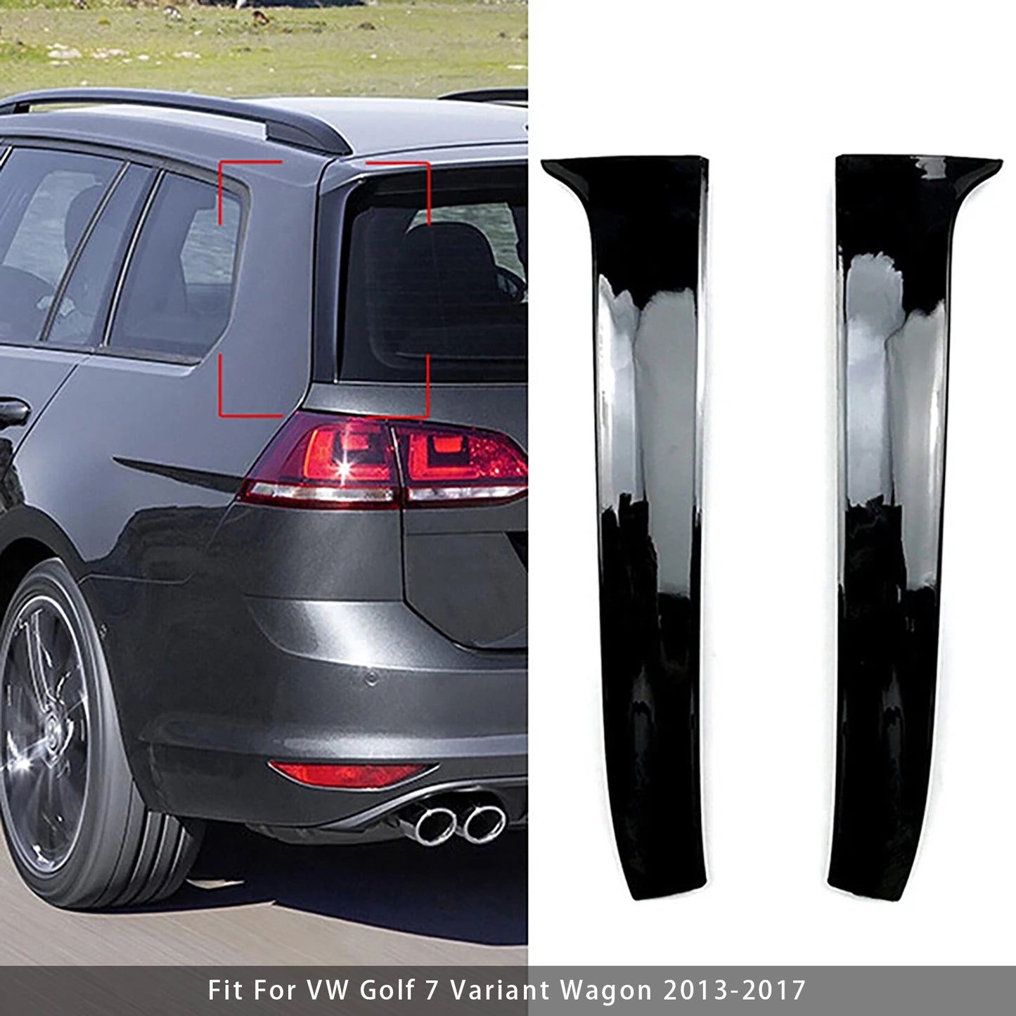 2013-2017 VW Golf 7 Variant Wagon Gloss Black Pair Rear Window Side Wing Spoiler