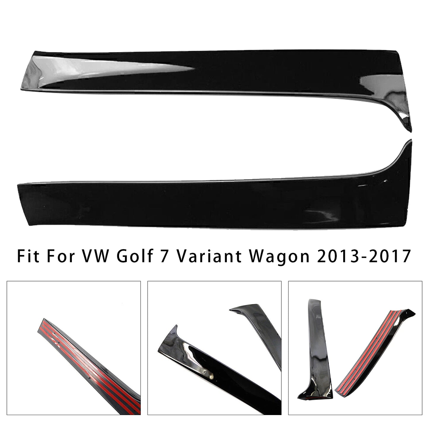2013-2017 VW Golf 7 Variant Wagon Gloss Black Pair Rear Window Side Wing Spoiler
