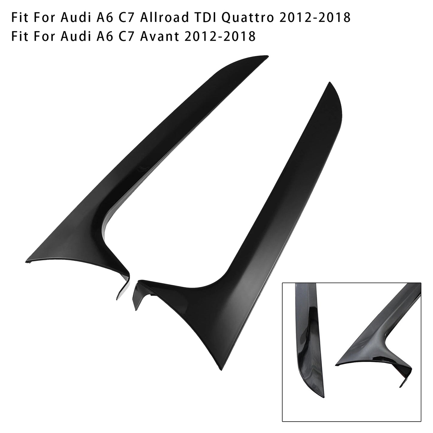 2012-2018 Audi A6 C7 Allroad TDI Quattro Gloss Black Pair Rear Window Side Wing Spoiler