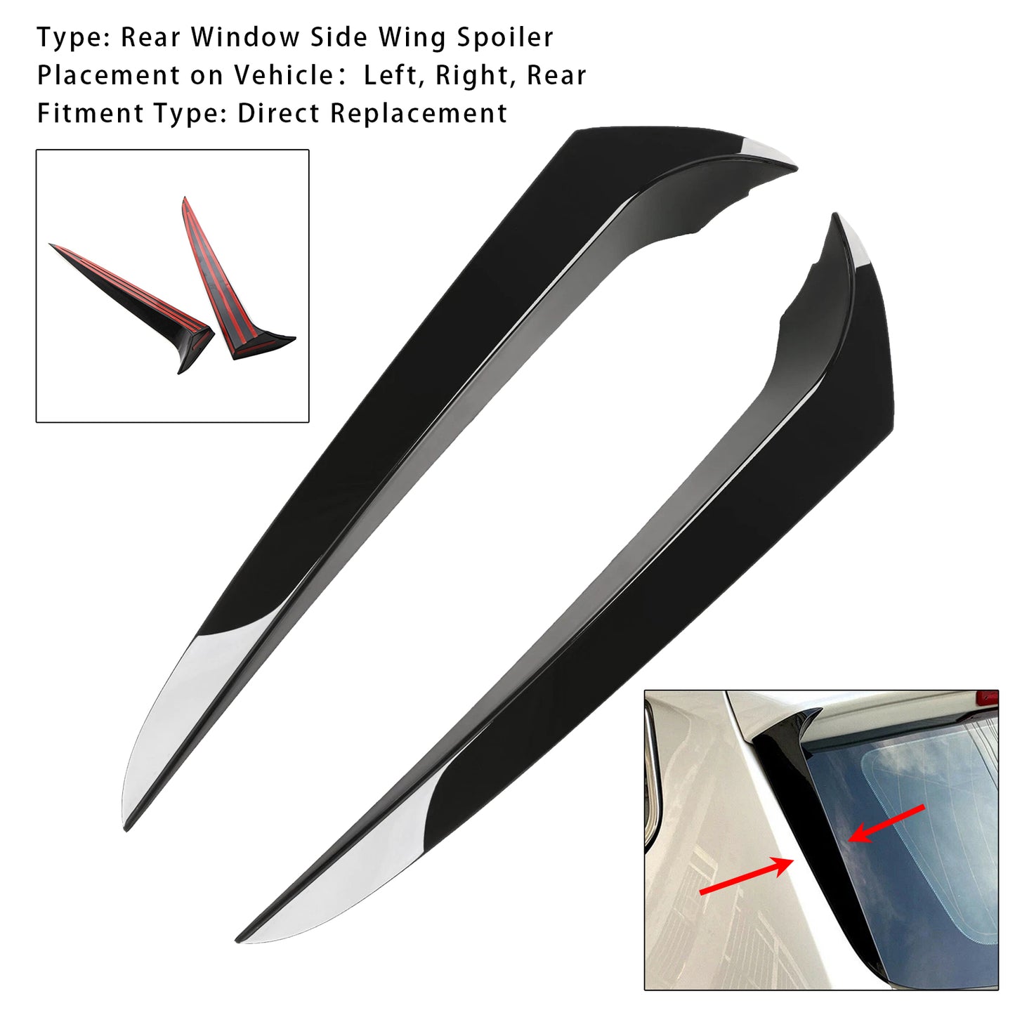 Gloss Black Pair Rear Window Side Wing Spoiler 2011-2017 BMW X3 F25