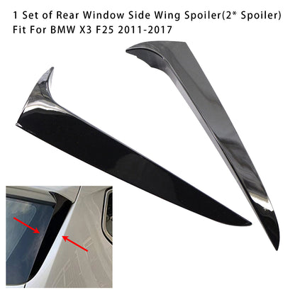 Gloss Black Pair Rear Window Side Wing Spoiler For BMW X3 F25 2011-2017