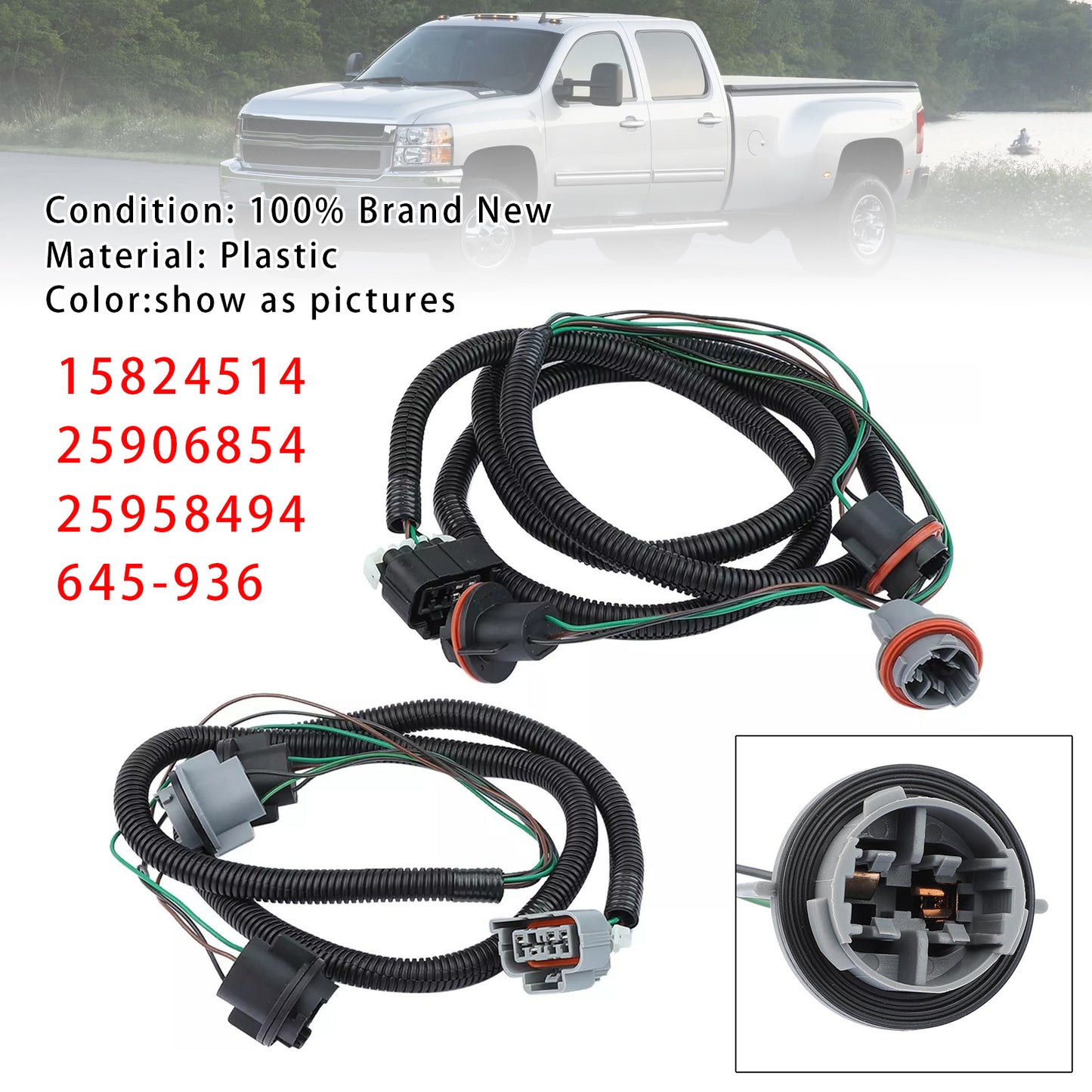 2007 Chevrolet Silverado 3500 HD 15824514 Left+ Right Tail Light Lamp Wiring Harness