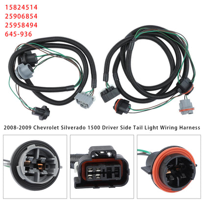 2007 Chevrolet Silverado 3500 HD 15824514 Left+ Right Tail Light Lamp Wiring Harness