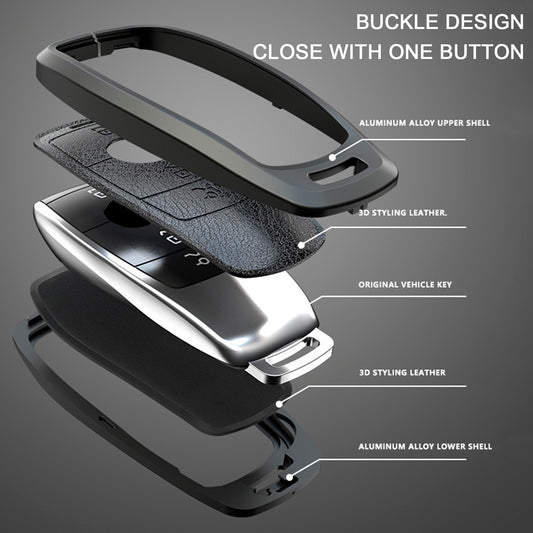 Alloy Aluminum TPU Car Key Brown Case Cover For Benz GLC GLK CLS GLA CLA AMG