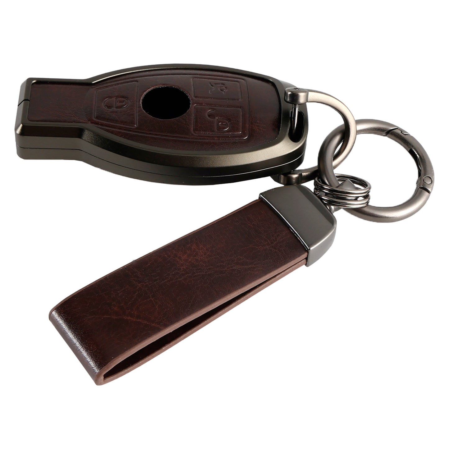 Alloy Aluminum TPU Car Key Brown Case Cover Benz GLC GLK CLS GLA CLA AMG