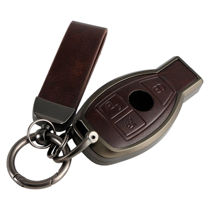 Alloy Aluminum TPU Car Key Brown Case Cover For Benz GLC GLK CLS GLA CLA AMG