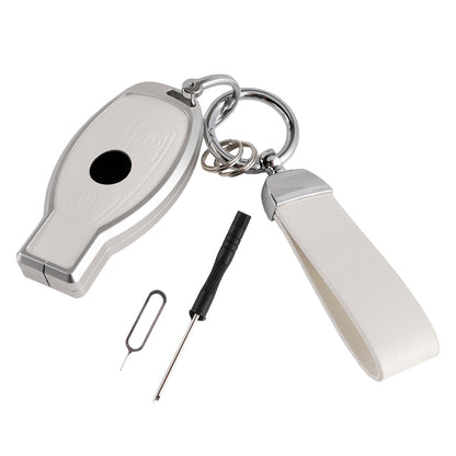 Leather Alloy Aluminum TPU Car Key White Case Cover Benz GLC GLK CLS GLA CLA AMG