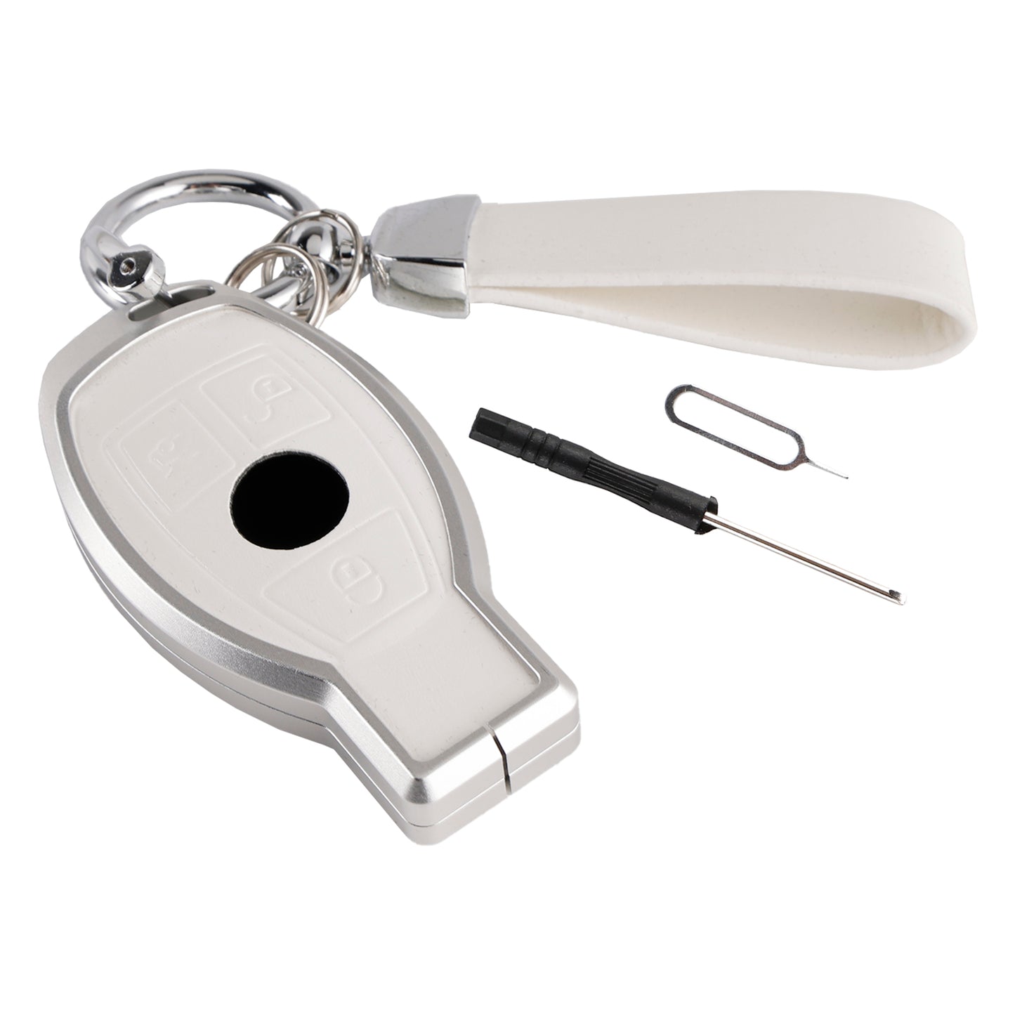 Leather Alloy Aluminum TPU Car Key White Case Cover For Benz GLC GLK CLS GLA CLA AMG