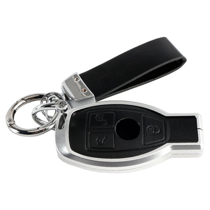 Leather Alloy Aluminum TPU Car Key Black Case Cover For Benz GLC GLK CLS GLA CLA AMG