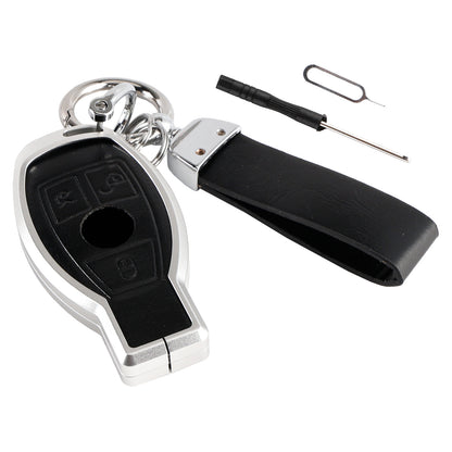 Leather Alloy Aluminum TPU Car Key Black Case Cover For Benz GLC GLK CLS GLA CLA AMG