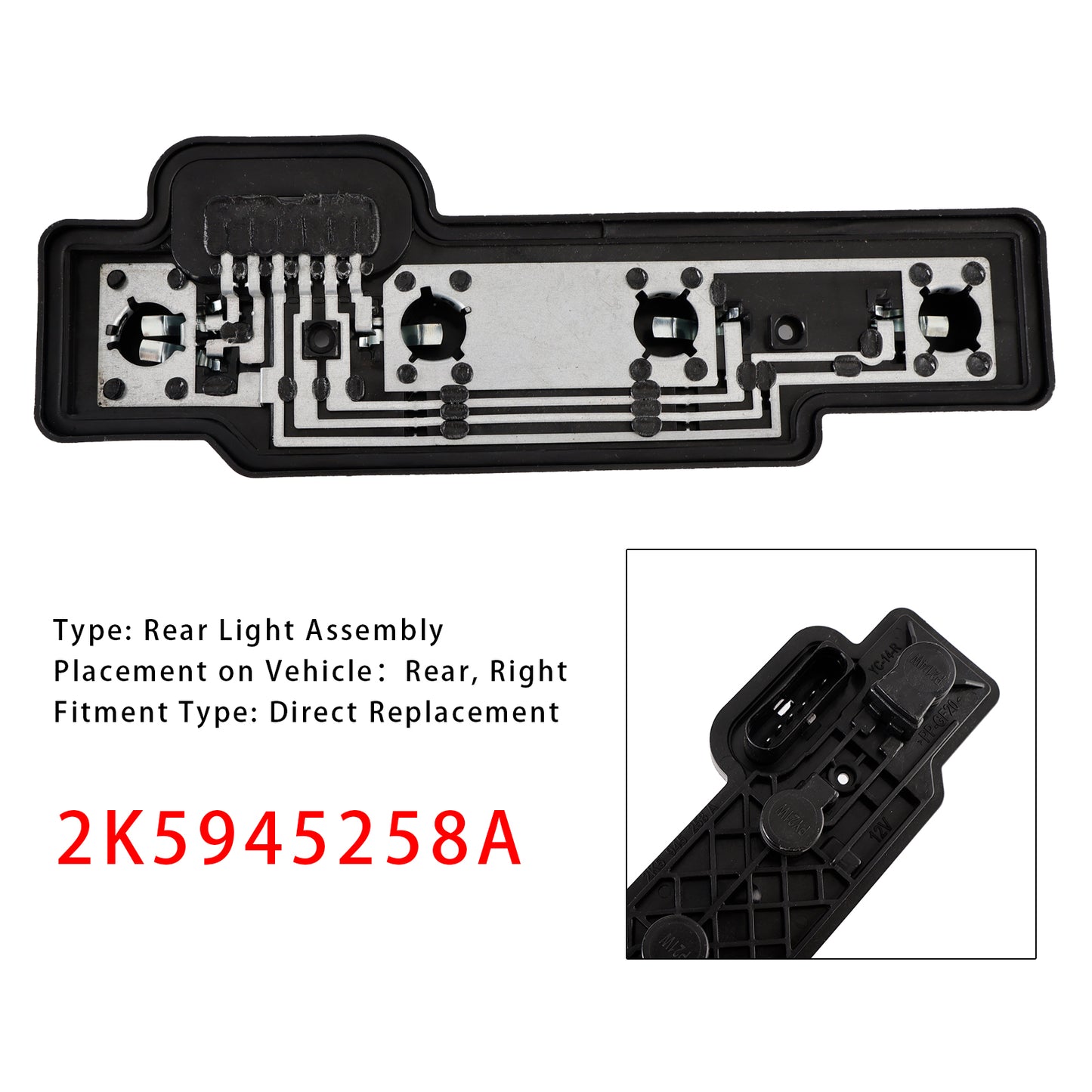 Right Rear Tail Light Bulb Holder Carrier 2K5945258A For VW Caddy 2004-2014