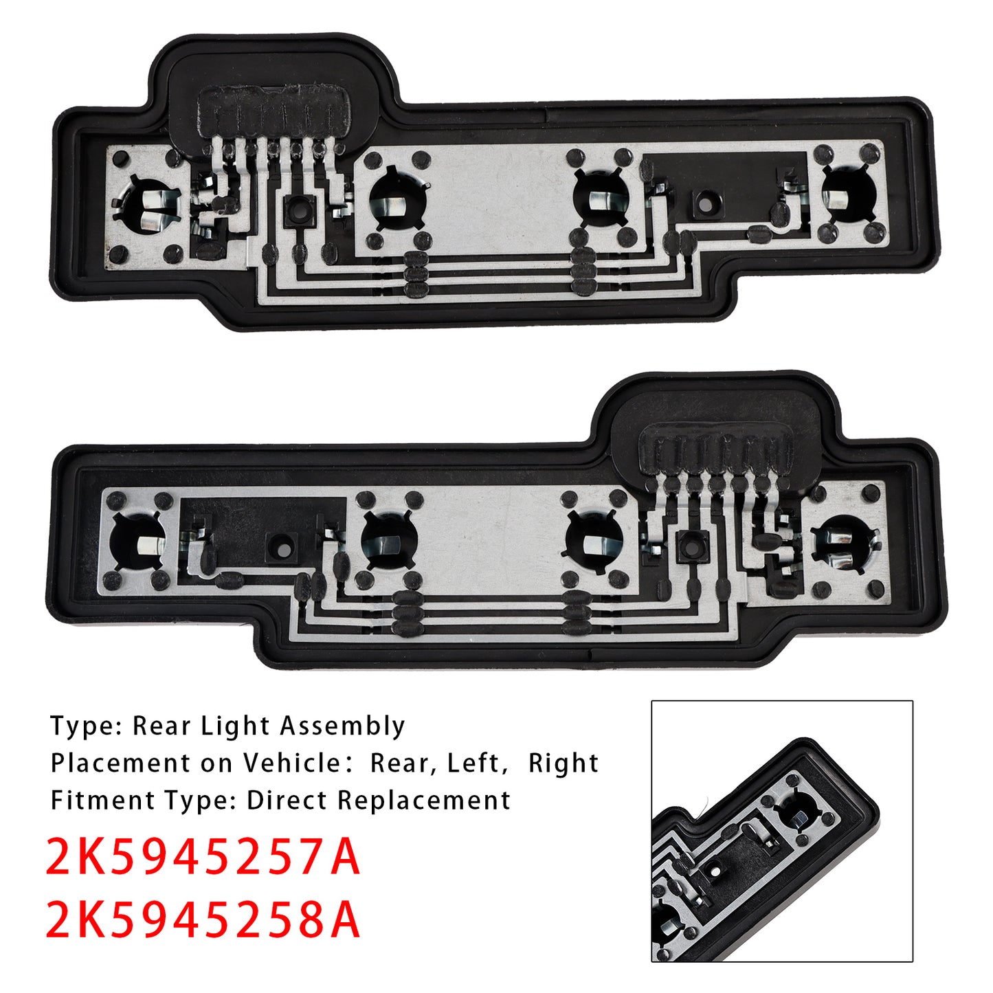 Left+Right Rear Tail Light Bulb Holder Carrier 2004-2014 VW Caddy 2K5945257A 2K5945258A