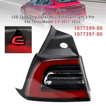 2017-2023 Tesla Model 3 1077399-00 LED Tail Lamp Outer Rear Left Tail Light 3 Pin