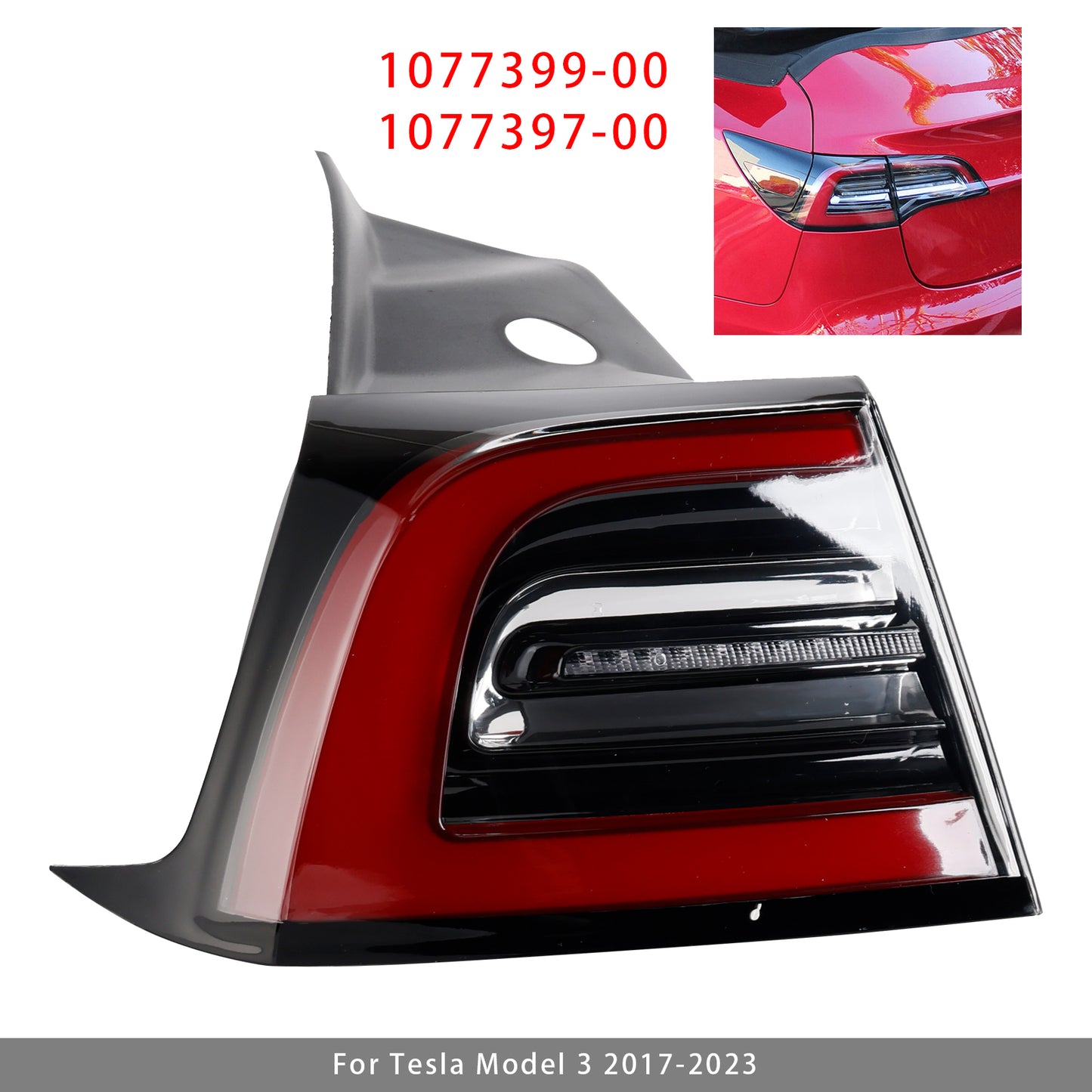 2017-2023 Tesla Model 3 Y 1077399-00 LED Tail Lamp Outer Rear Left Tail Light 3 Pin