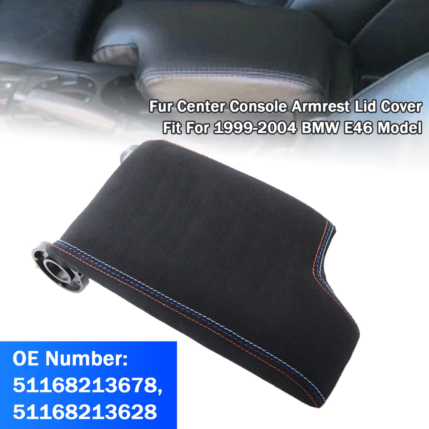 1999-2004 M3 BMW 3 Series E46 Fur Center Console Armrest Cover Lid