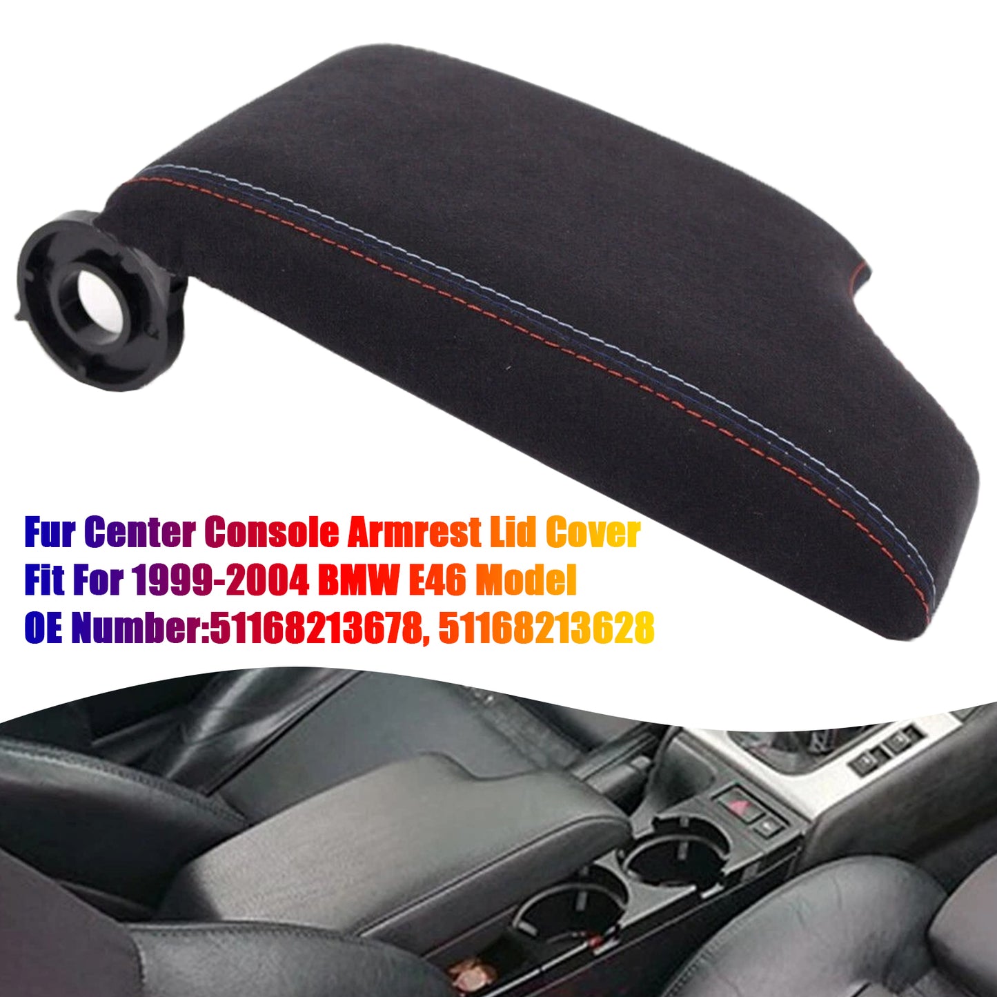 1999-2004 M3 BMW 3 Series E46 Fur Center Console Armrest Cover Lid