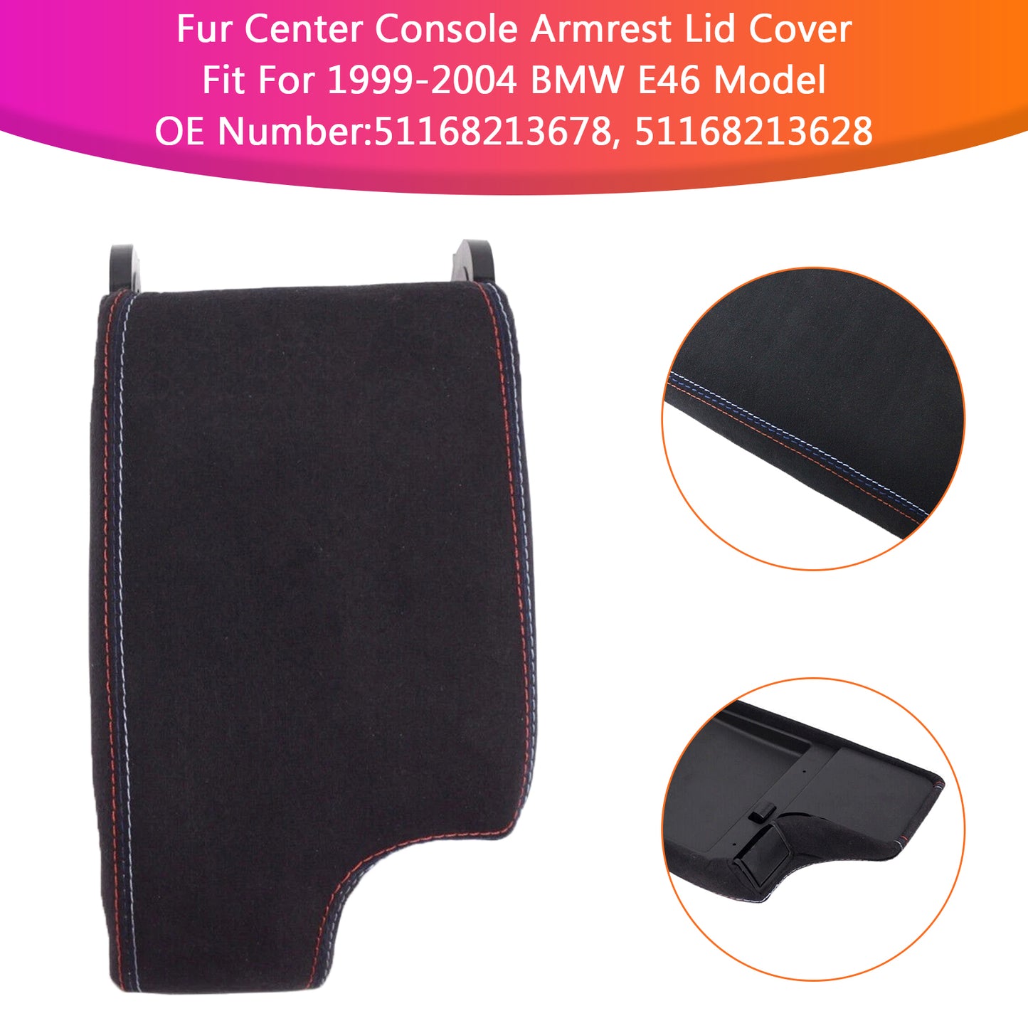 1999-2004 M3 BMW 3 Series E46 Fur Center Console Armrest Cover Lid