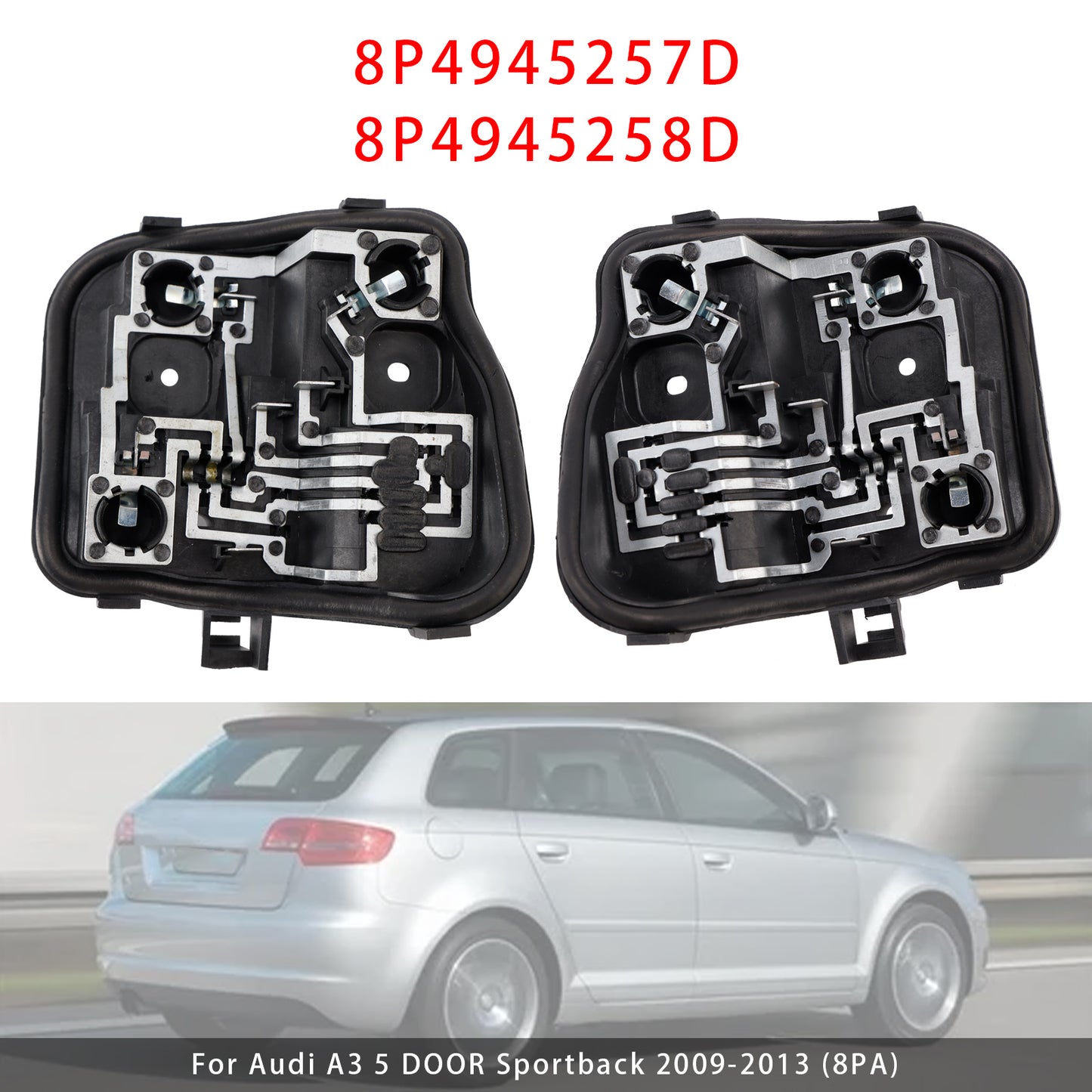 Left+Right Rear Light Bulb Holder 2009-2013(8PA) Audi A3 5 DOOR Sportback 8P4945257D 8P4945258D