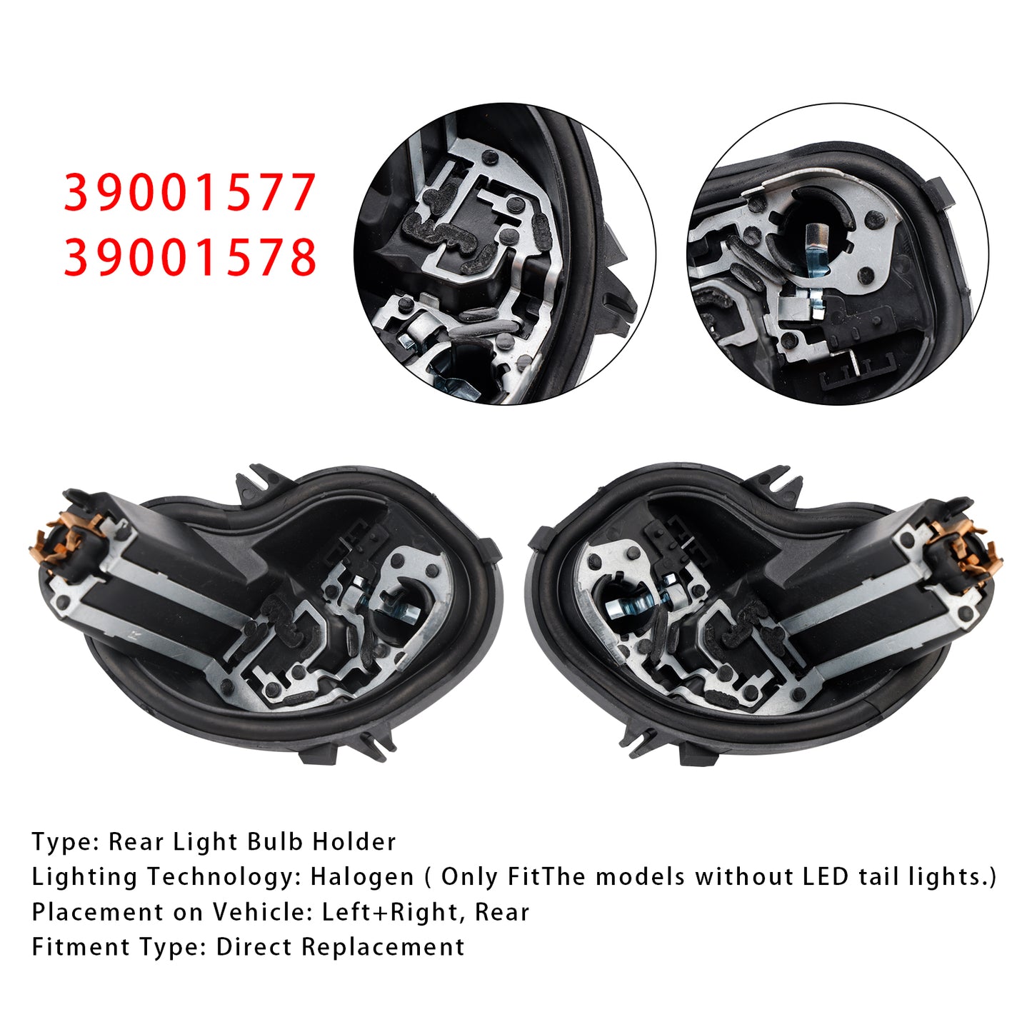 2016-2023 VAUXHALL ASTRA K 5 DOOR HATCHBACK 39001577 39001578 Left+Right Rear Light Bulb Holder