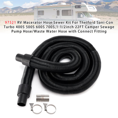 Thetford Sani-Con Turbo 400S 500S 600S 700S,1-1/2inch 22FT 97521 RV Macerator Hose Sewer Kit