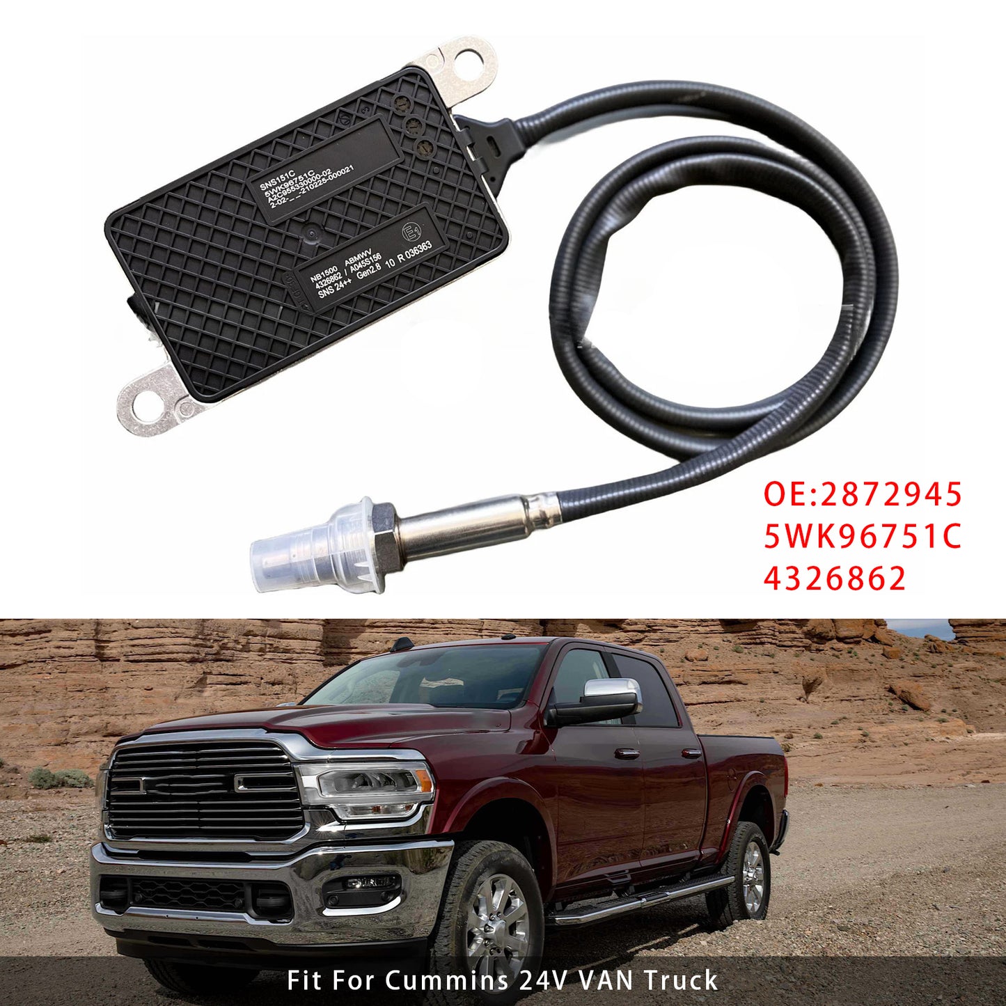 2013–2021 Cummins QSB 6.7L Series Engines 5WK96751C Nox Nitrogen Oxide Oxygen Sensor