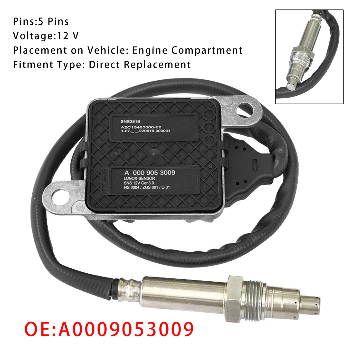 2018-2021 Mercedes-Benz Sprinter 2500/ 3500/ 3500XD A0009053009 SNS381B Nox Nitrogen Oxygen Sensor