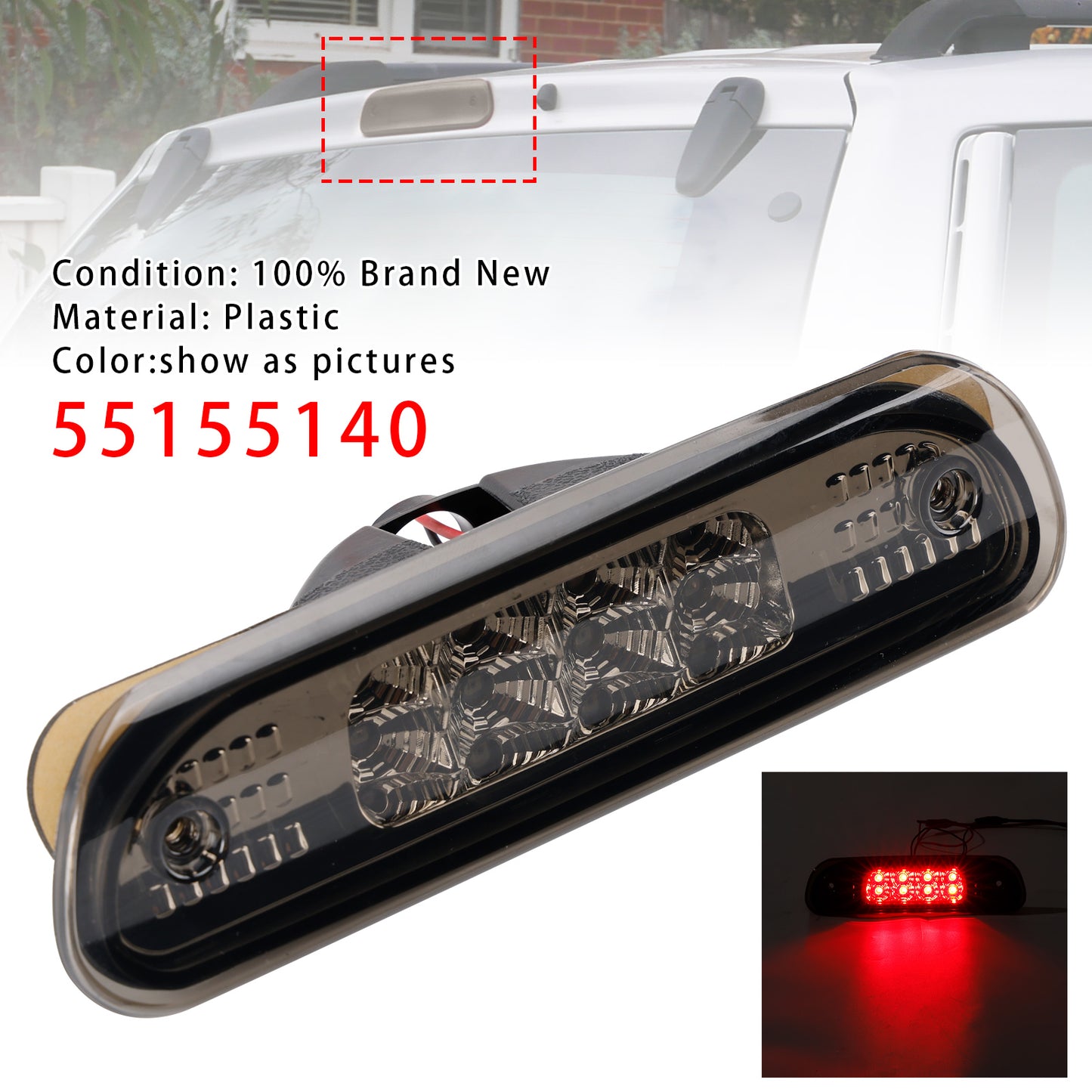 Jeep Grand Cherokee 1999-2004 Smoked 55155140 LED Third Brake Light Stop Lamp