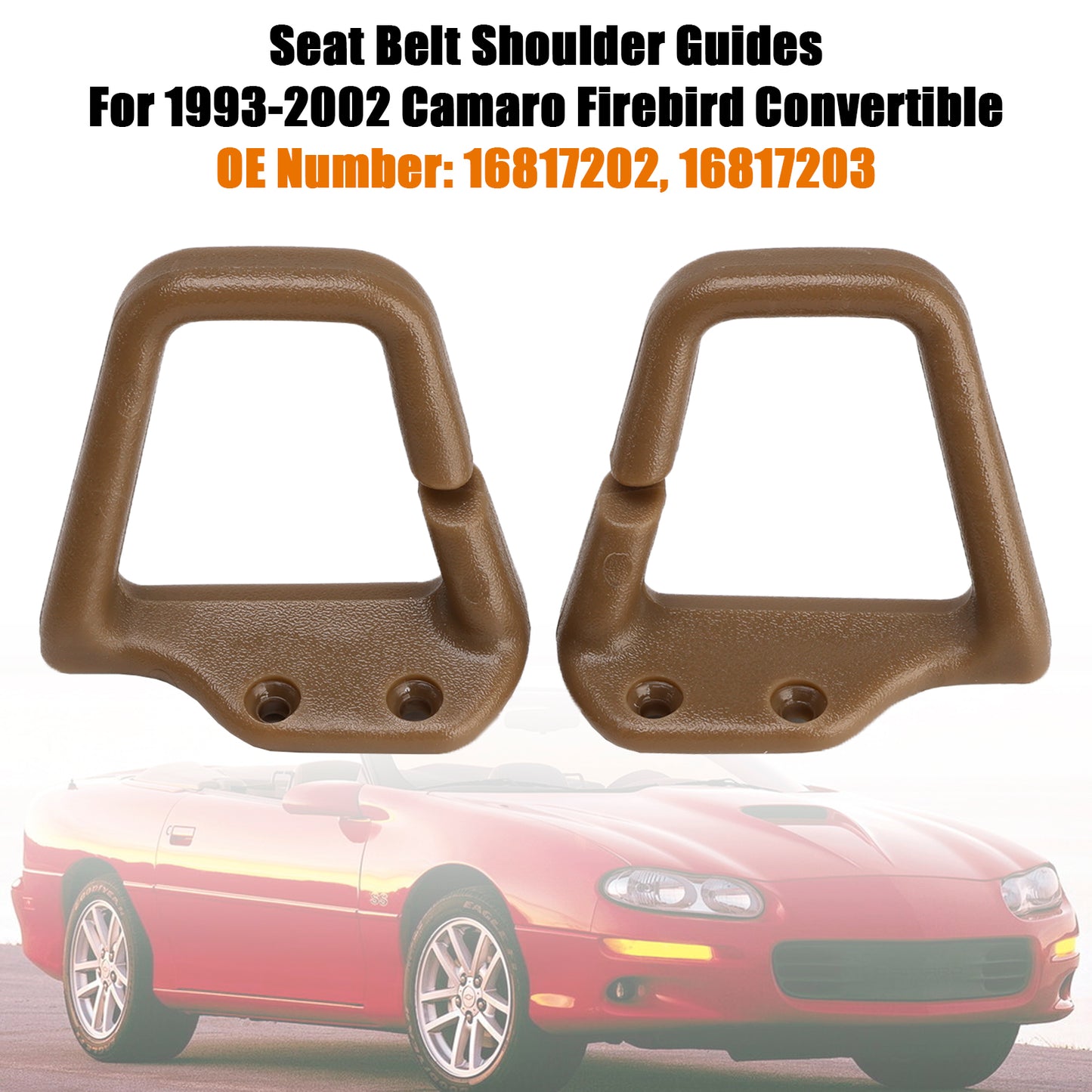 Tan Seat Belt Shoulder Guides 1993-2002 Camaro Firebird Convertible HT7203/7202