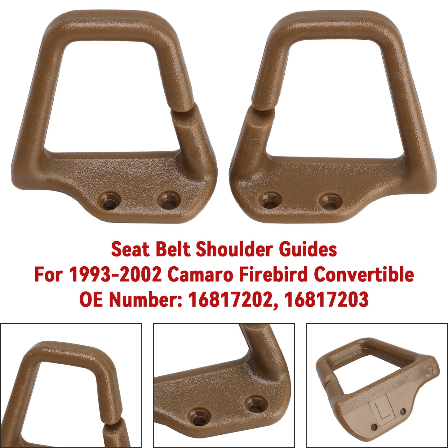 Tan Seat Belt Shoulder Guides 1993-2002 Camaro Firebird Convertible HT7203/7202