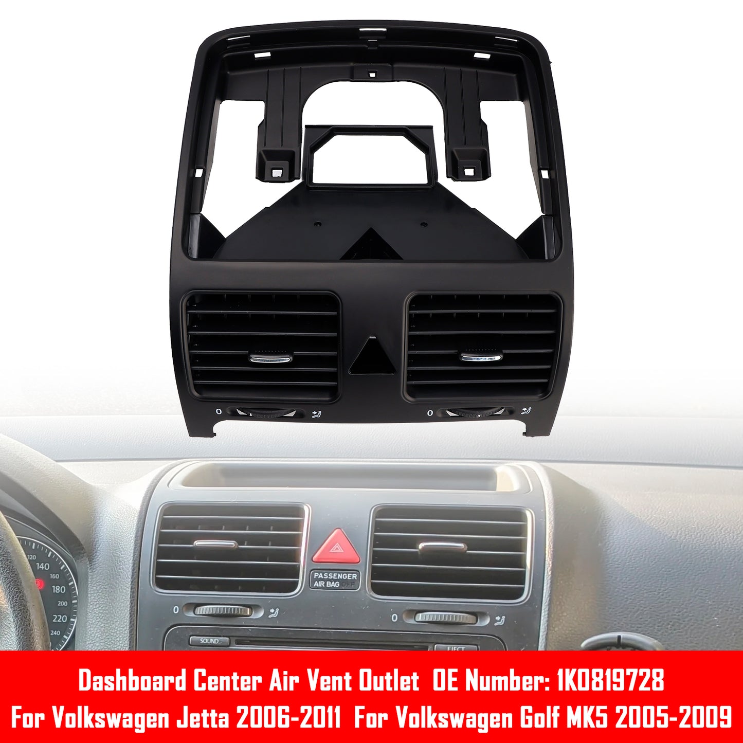 2005-2009 VW Jetta MK5 1K0819728 Dashboard Center Air Vent Outlet