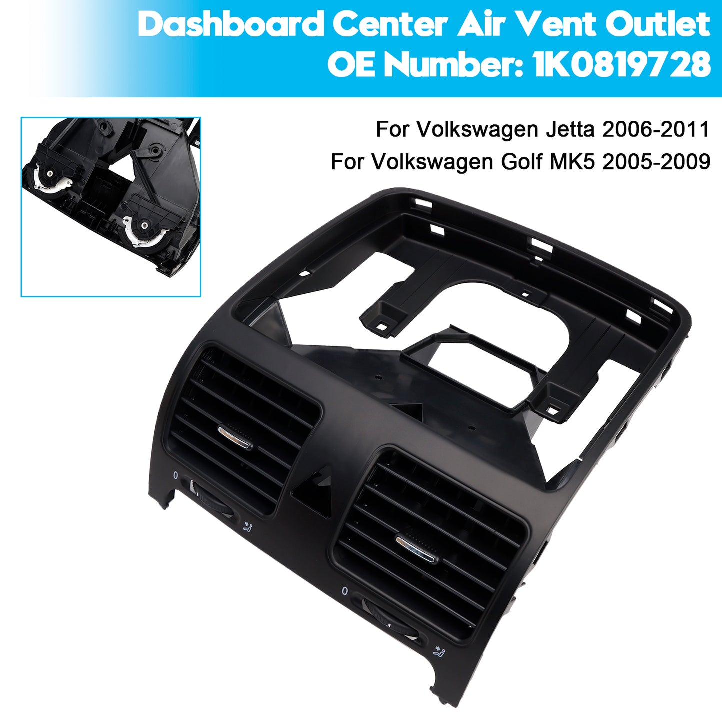 2005-2009 VW Jetta MK5 1K0819728 Dashboard Center Air Vent Outlet