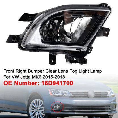 2015-2018 VW Volkswagen Jetta 16D941700 Front Right Bumper Clear Lens Fog Light Lamp