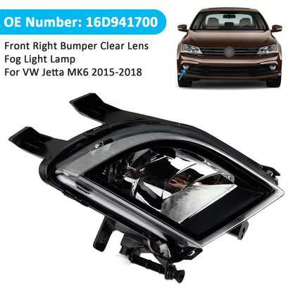 2015-2018 VW Volkswagen Jetta 16D941700 Front Right Bumper Clear Lens Fog Light Lamp
