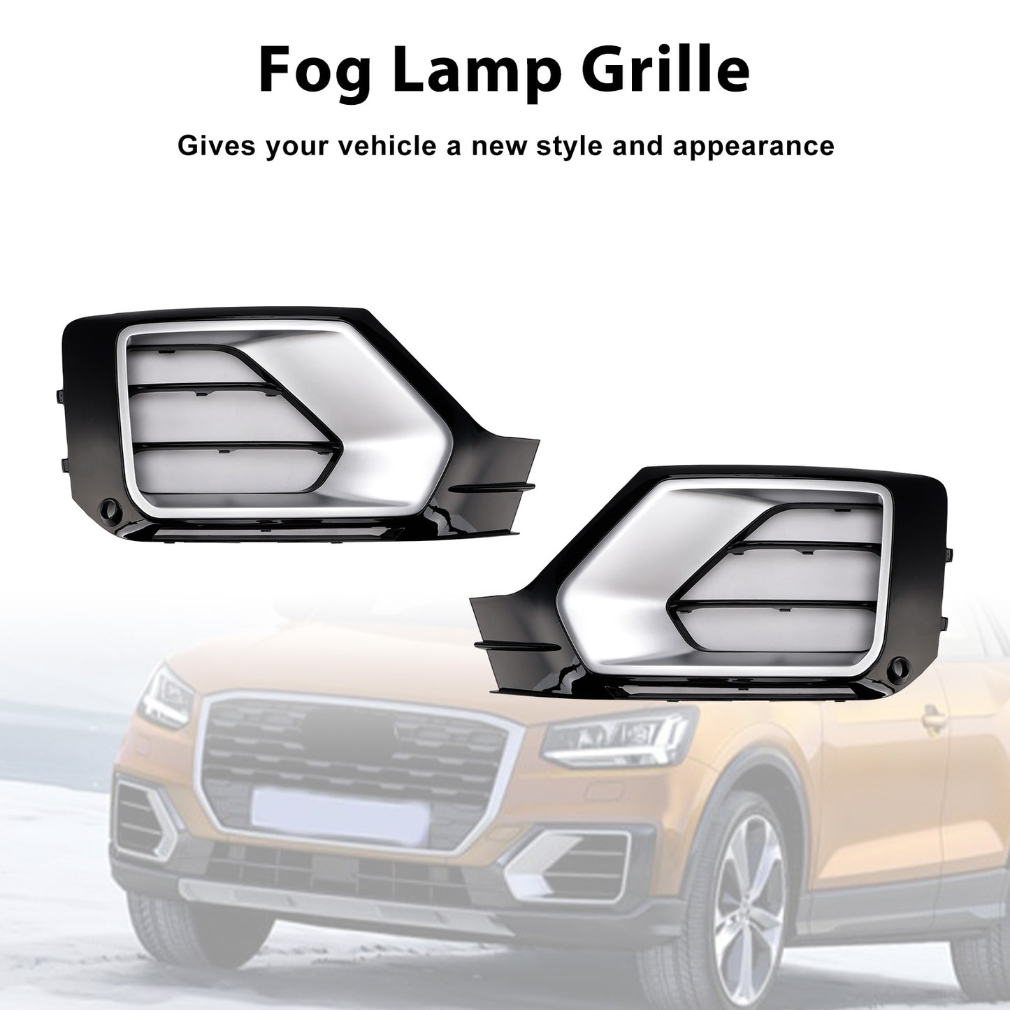 2016-2020 Audi Q2 81A807681G 2PCS Front Bumper Grille Fog Lamp Grille