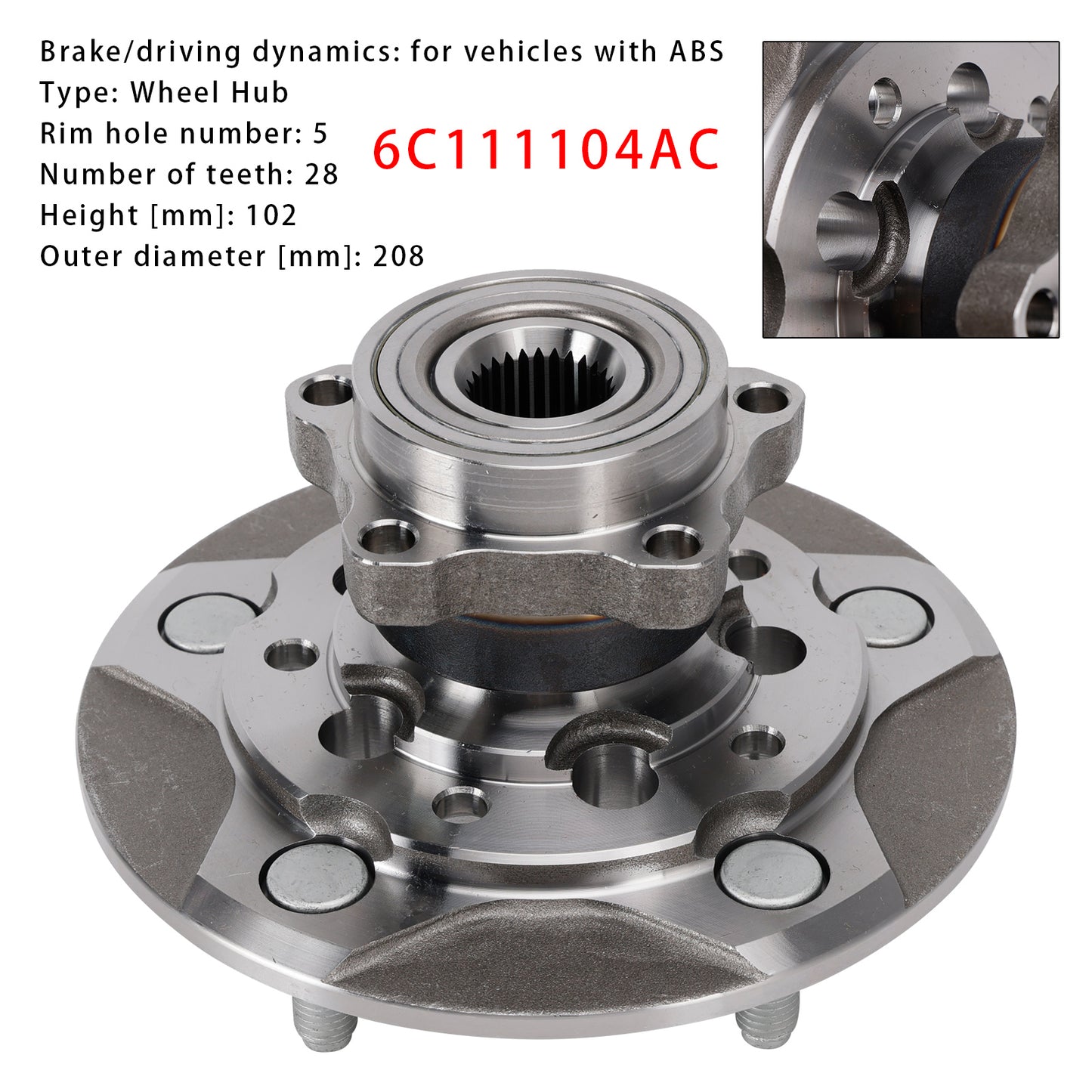 Wheel Hub Front Both Sides Ford Transit Tourneo FB 5-hole 160 mm 6C111104AC