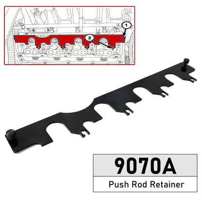 Installing the Intake Side Rocker Shaft Assembly 9070A Push Rod Retainer