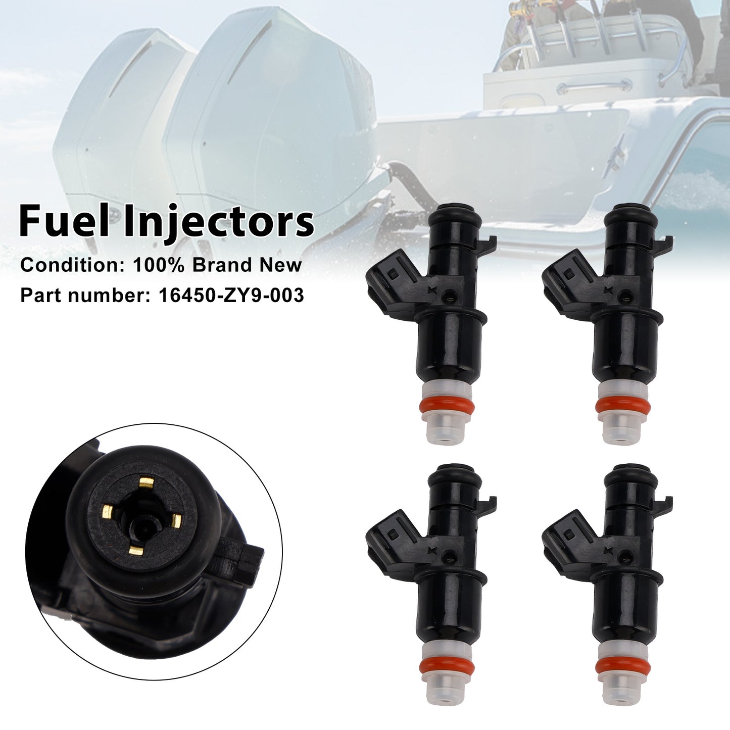 Honda BF90D BF75 Outboard 16450-ZY9-003 4PCS Fuel Injectors