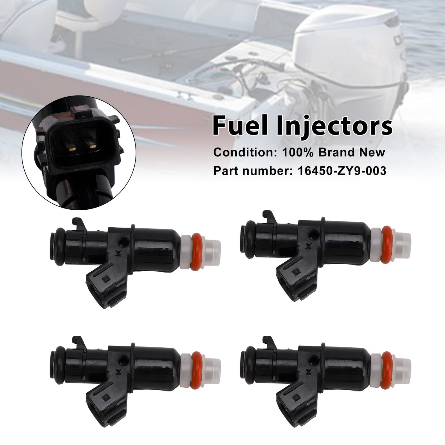 Honda BF90D BF75 Outboard 16450-ZY9-003 4PCS Fuel Injectors