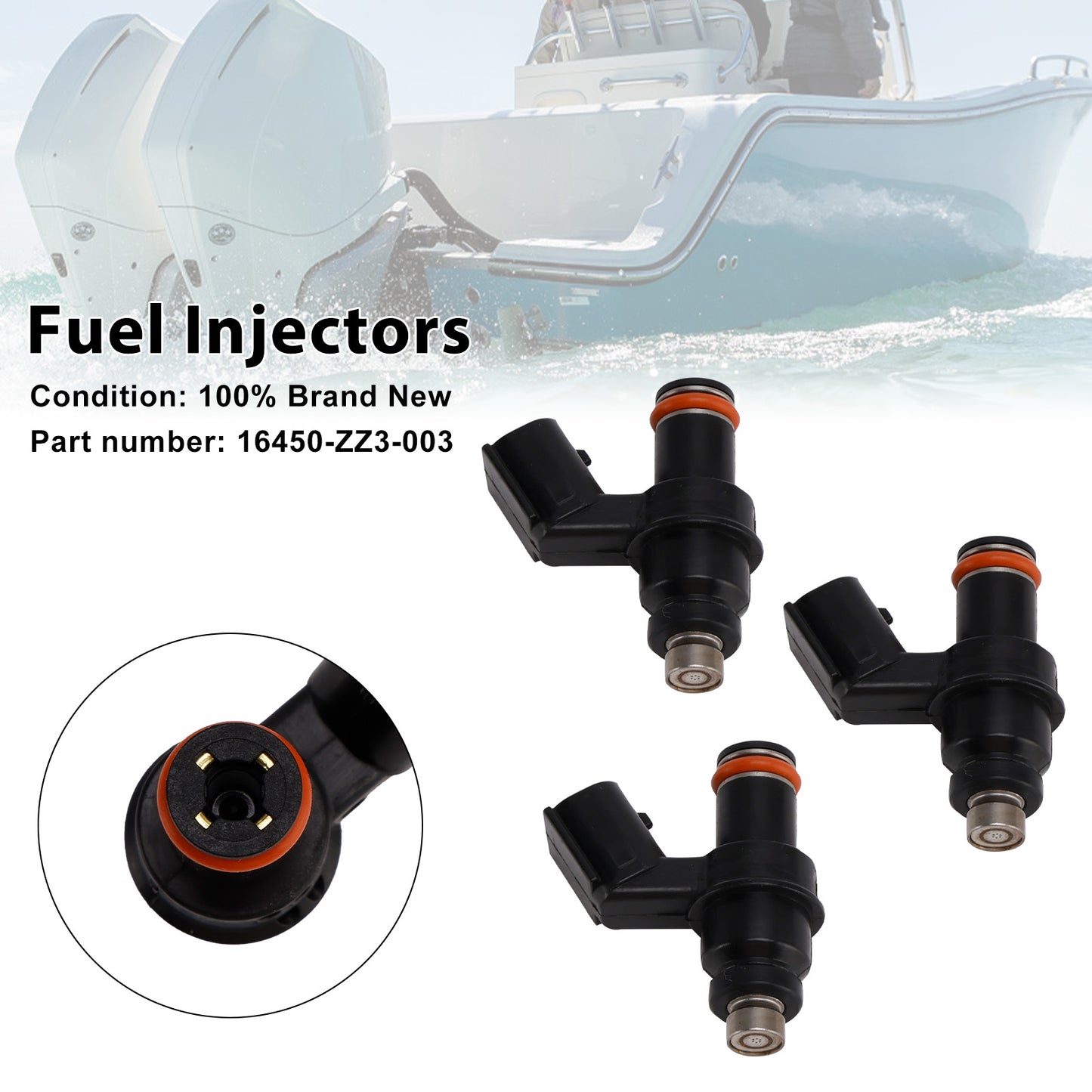 1998 Honda Outboard 60HP BF60A XRTA BBFJ-1000001 to BBFJ-1099999 Inlet Manifold + Injector 16450-ZZ3-003 3PCS Fuel Injectors