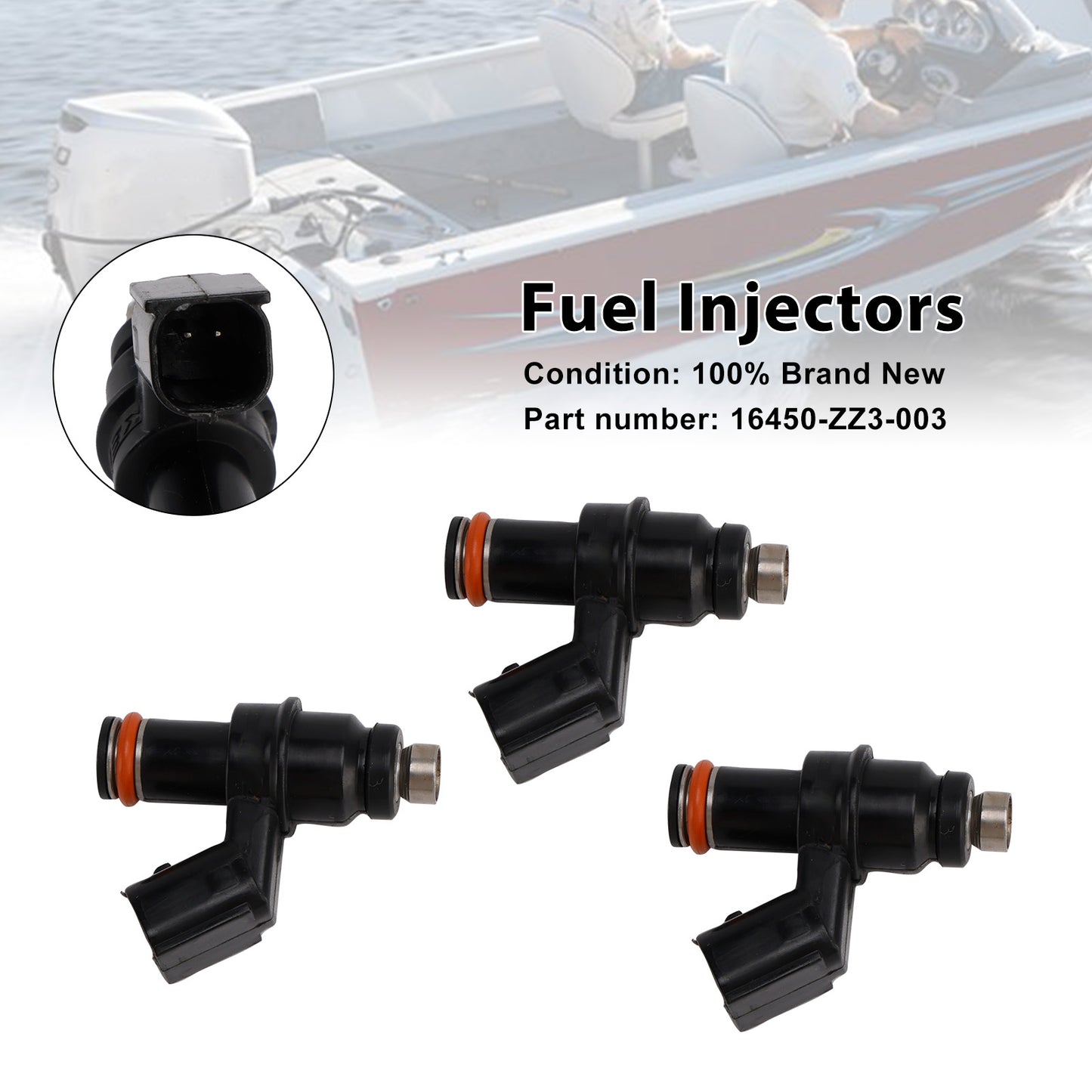 1998 Honda Outboard 60HP BF60A XRTA BBFJ-1000001 to BBFJ-1099999 Inlet Manifold + Injector 16450-ZZ3-003 3PCS Fuel Injectors