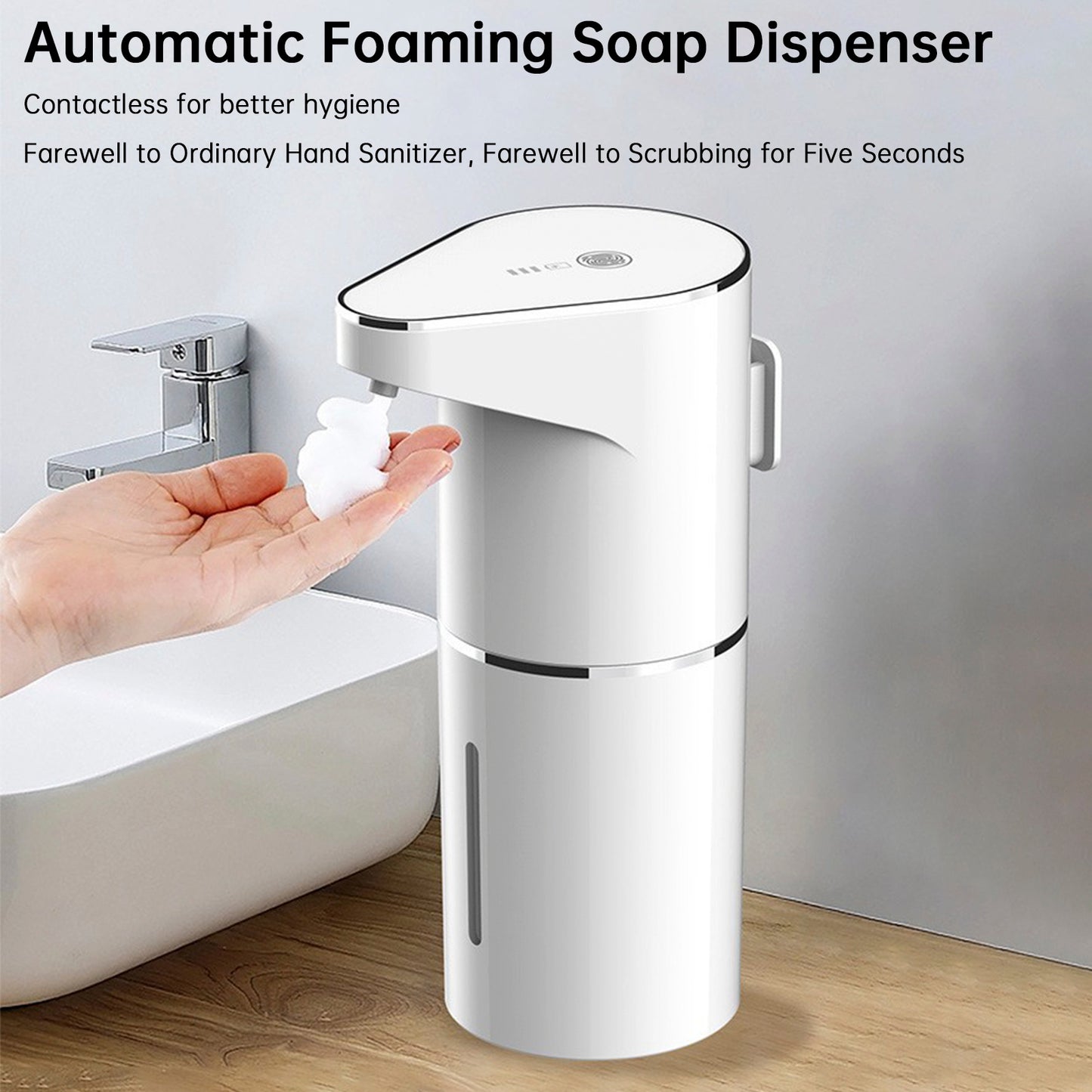 Automatic Foaming Soap Dispenser 11.84oz Wall Mount Touchless Auto Hand Soap Dispenser Rechargeable 3 Gear Foaming Adjustable Hand & Dish Soap Dispenser for Kitchen Bathroom Hotel